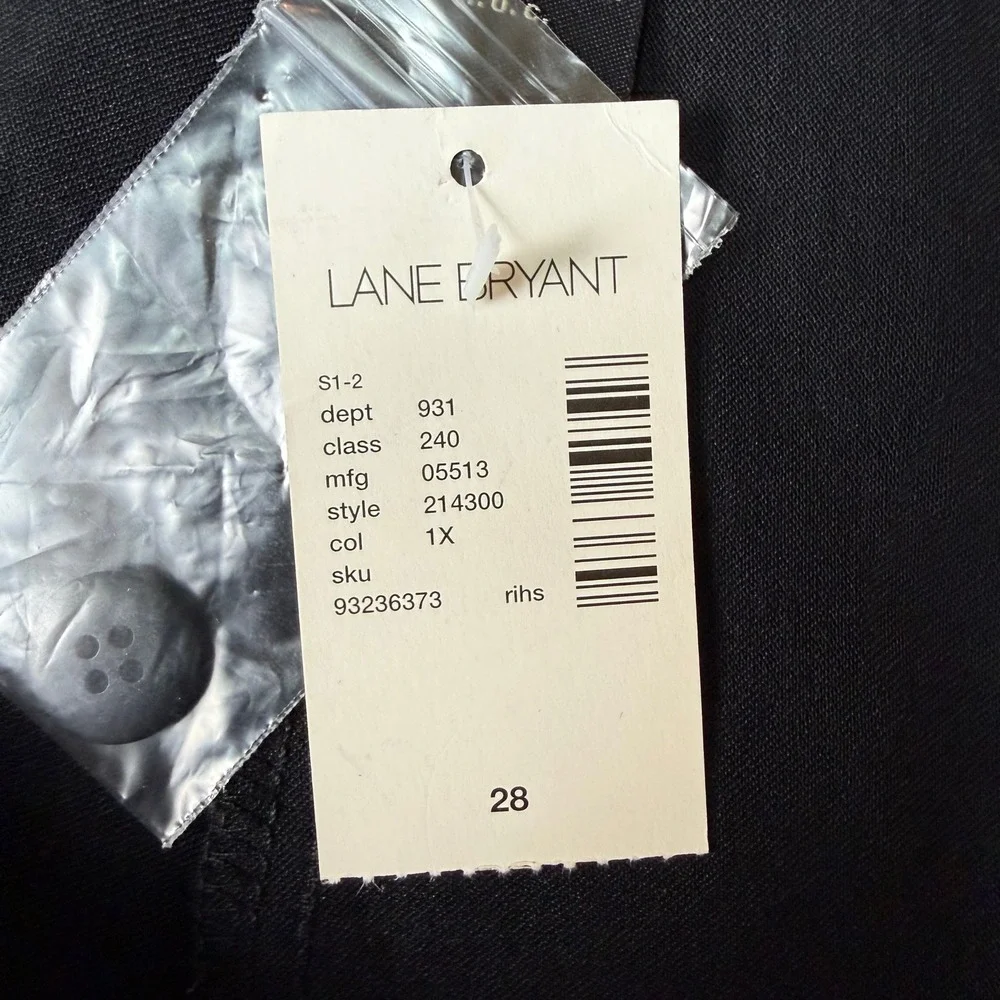 Lane Bryant Crop‎ Pants Women 28 Black Stretch Professional Workwear Slits NWT